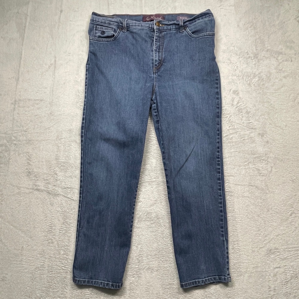 Gloria Vanderbilt Amanda Jeans Womens 16P Blue High Rise Straight Leg Petite